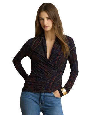 Paisley Stretch Crossover Neck Top