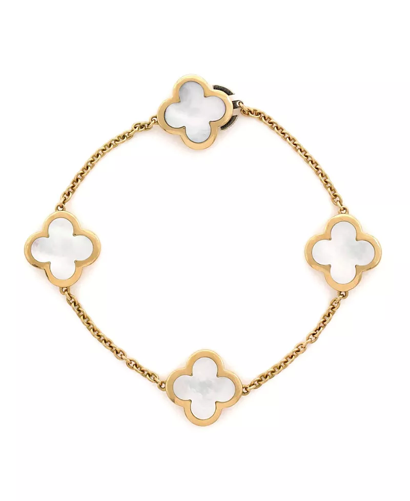 Pre-Owned Van Cleef & Arpels Pure Alhambra 4 Motifs Bracelet 18K Gold with Mother of Pearl