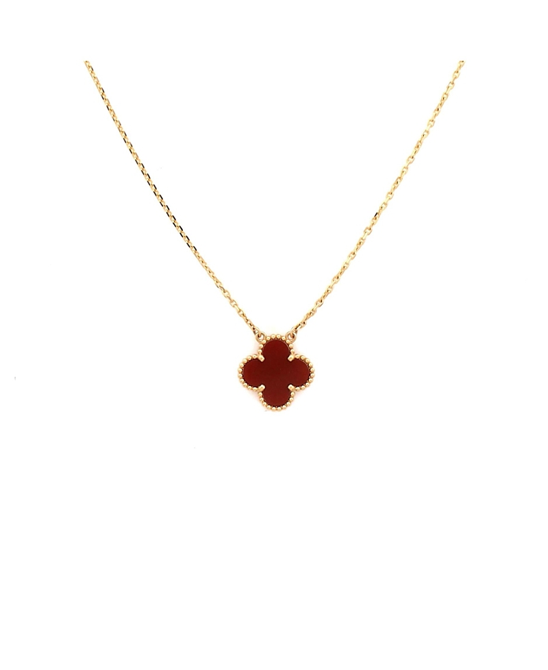 Pre-Owned Van Cleef & Arpels Vintage Alhambra Pendant Necklace 18K Gold and Carnelian, 16.5