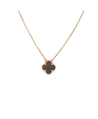Pre-Owned Van Cleef & Arpels Vintage Alhambra Pendant Necklace 18K Rose Gold and Grey Mother of Pearl, 16.25