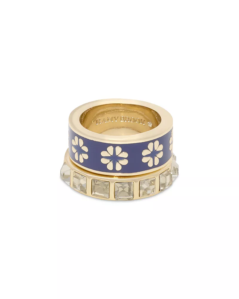 Ramy Brook Aria Enamel & Crystal Ring Set