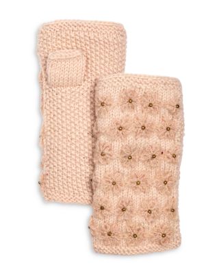 Floral Wool Fingerless Gloves