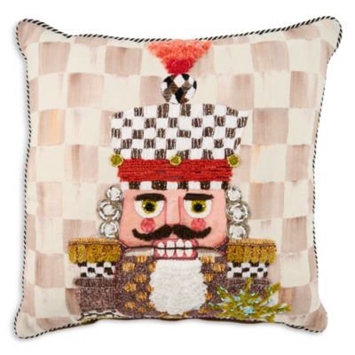Mocha Check Nutcracker Decorative Pillow, 20" x 20"