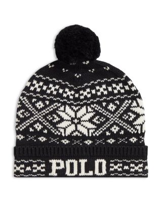 Boys' Fair Isle Logo Cotton Pom-Pom Hat - Big Kid