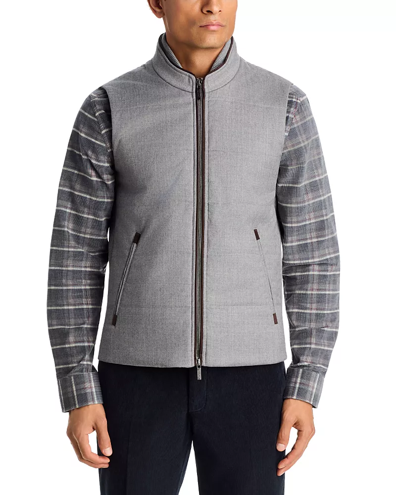 Maurizio Baldassari Wool Stretch Flannel Channel Quilt Vest