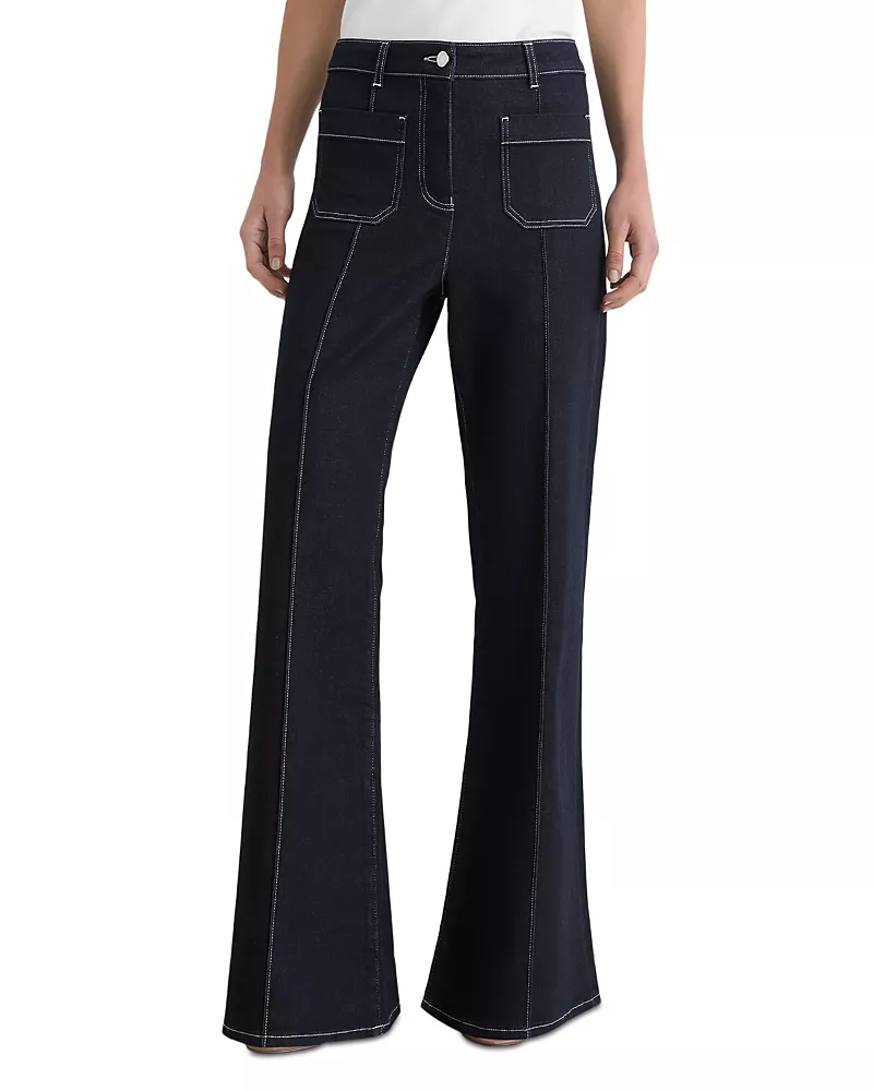 Reiss Sakura High Rise Flare Jeans in Indigo Blue