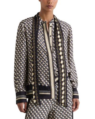 Carmine Scarf Neck Satin Shirt