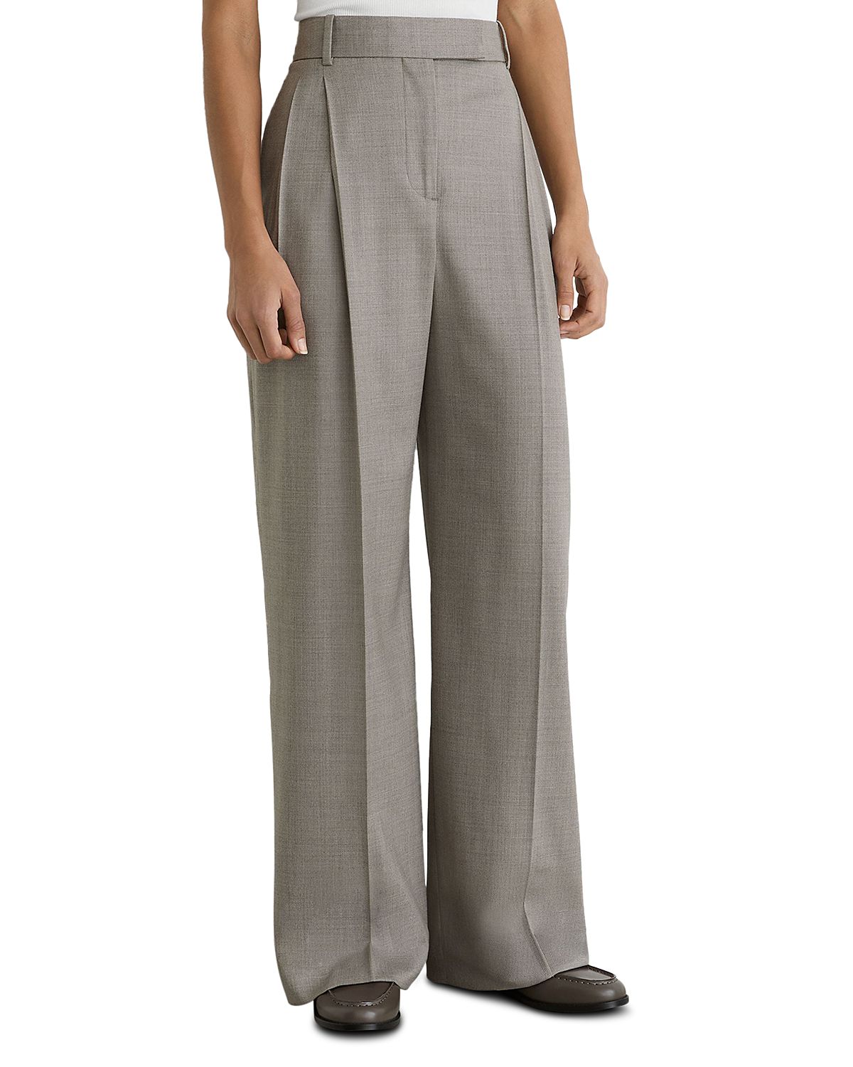 Reiss Darcy Wool Blend Wide Leg Trousers
