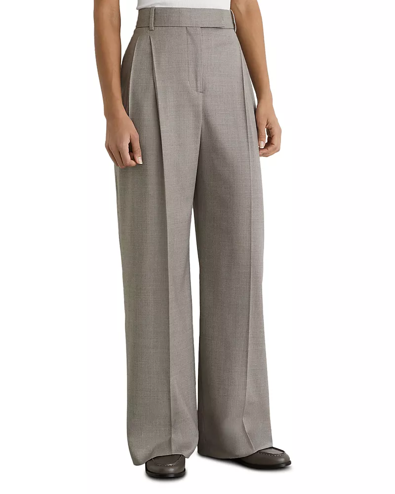 Reiss Darcy Wool Blend Wide Leg Trousers