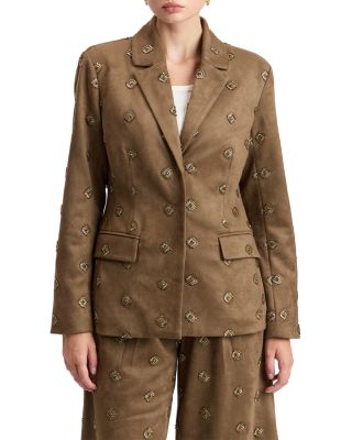 Embellished Faux Suede Hourglass Blazer