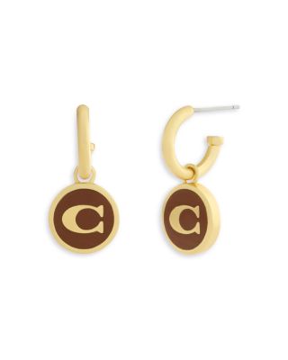 Signature C Enamel Coin Drop Earrings