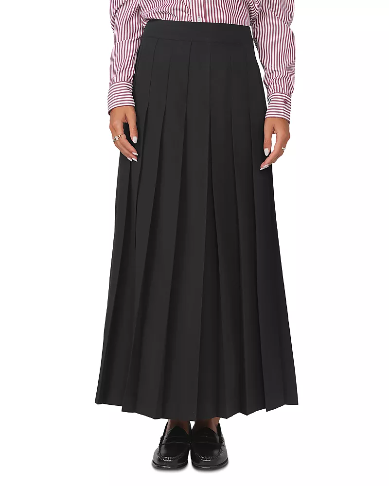Point Pleated Front Maxi Skirt