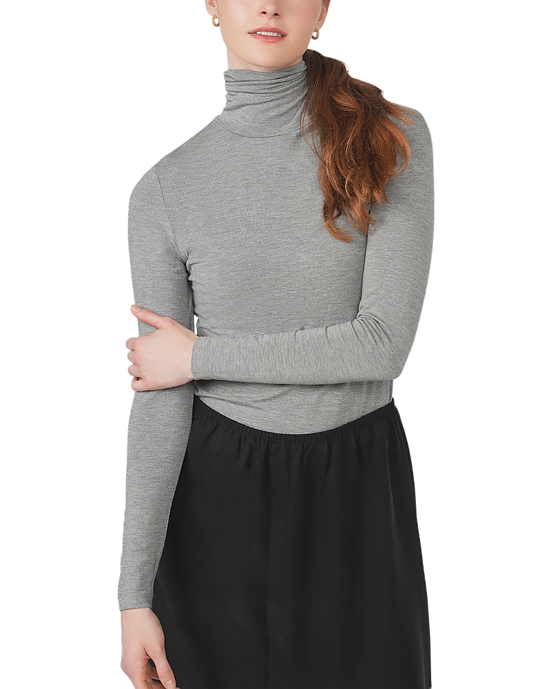 Point Stretch Knit Turtleneck In Light Heather Grey