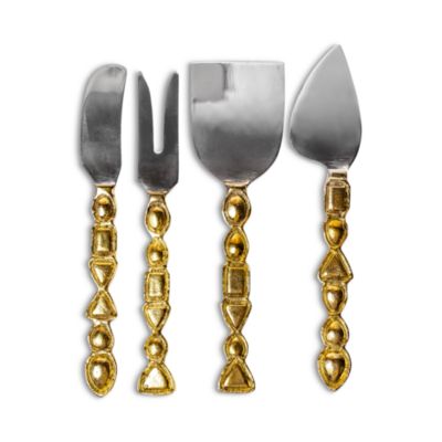 Brass Gemstone Cheese Tool Set