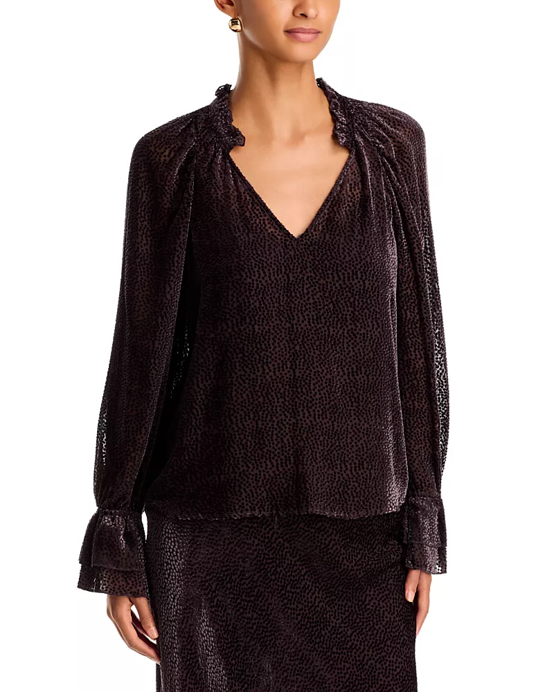 Velvet by Graham & Spencer Emerson Textured Dot Silk Blouse