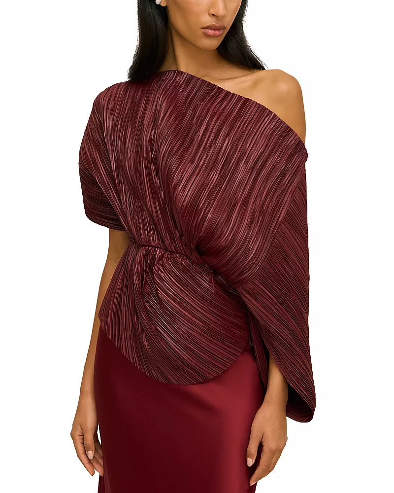 Cult Gaia Chintz Plisse Off-the-Shoulder Top