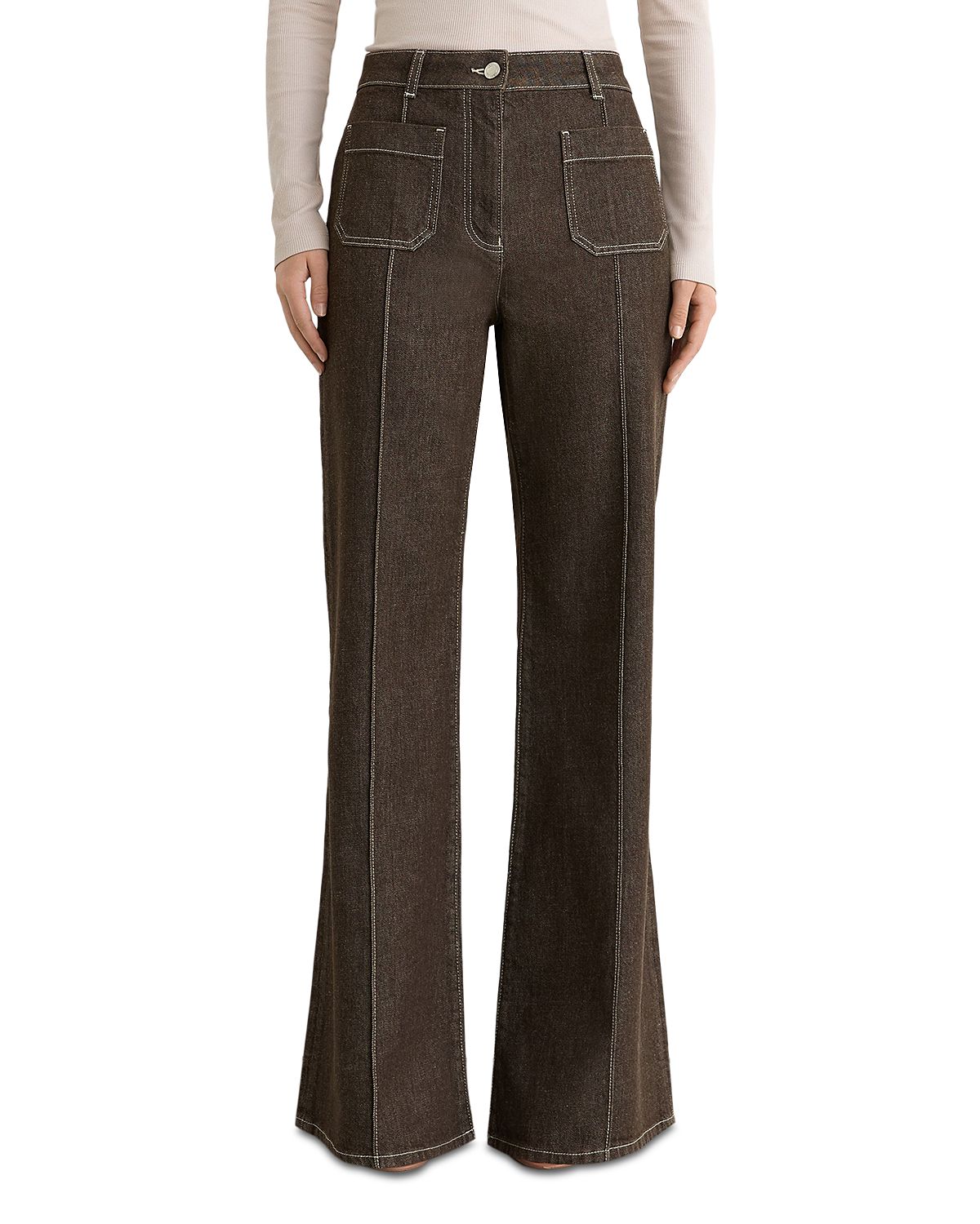Reiss Cotton Stretch Sakura High Rise Flare Jeans