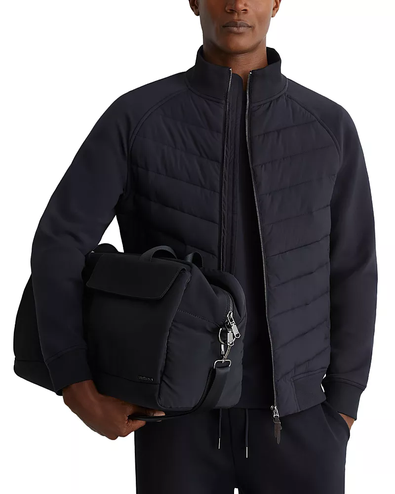 Reiss Calvorn Stand Collar Zip Interlock Quilted Jacket