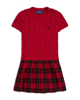 Girls' Plaid Skirt Cotton Sweater Dress - Little Kid