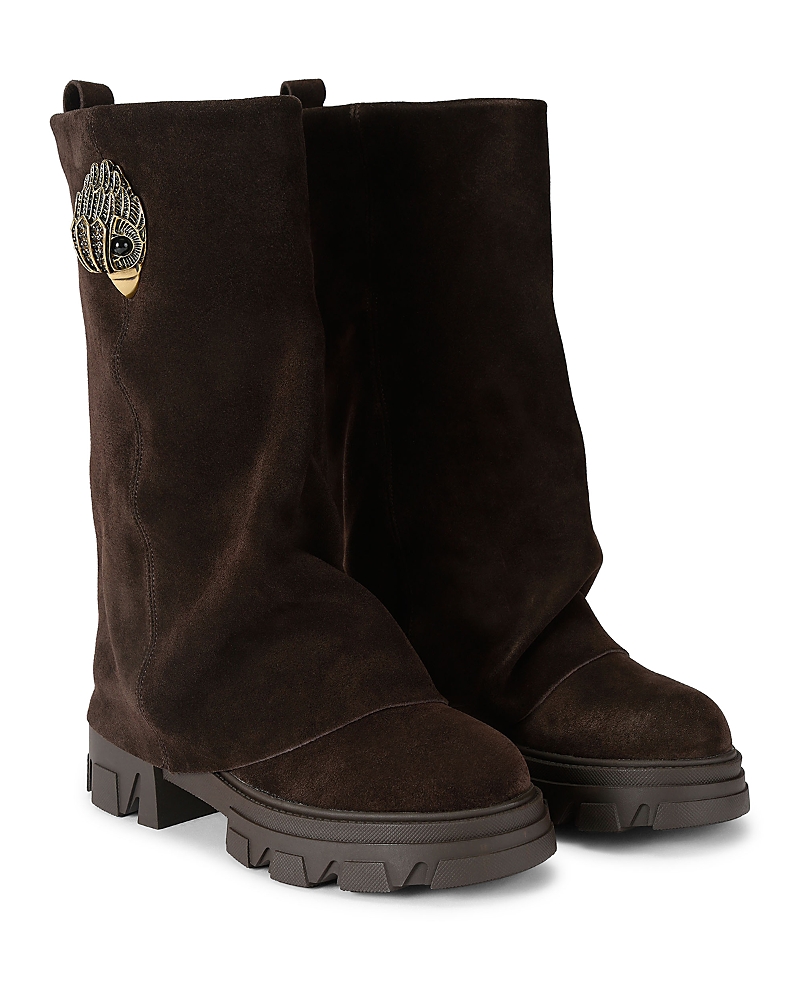 Kurt Geiger Women's Stomp Leather Mid Calf Boots In Brown