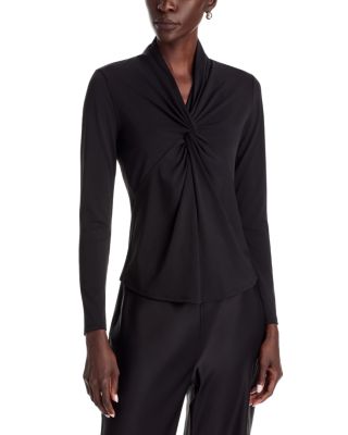 V Neck Twist Front Long Sleeve Top