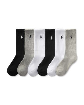 Boys' Performance Cushioned Crew Socks, Pack of 6 - Little Kid, Big Kid