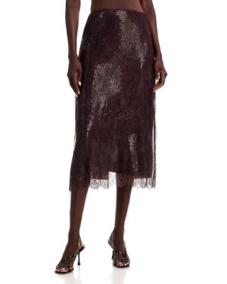Ava Lace Trim Sequined Skirt