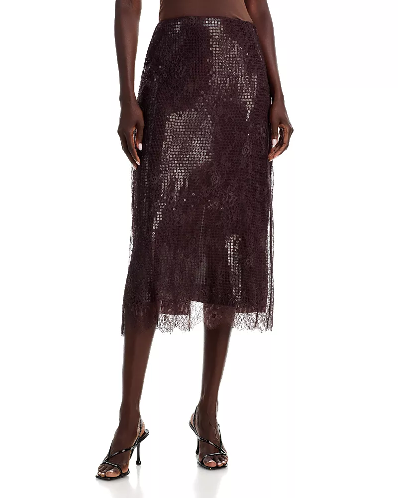 A. l.c. Ava Lace Trim Sequined Skirt