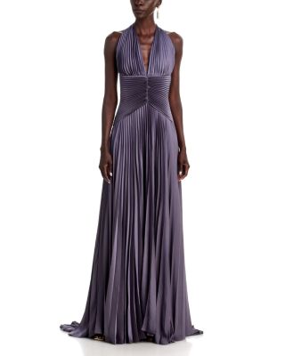 Sabine Pleated Halter Gown
