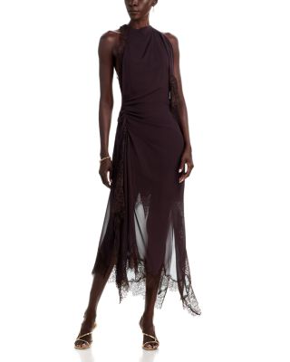 Renata Silk Lace Trim Midi Dress