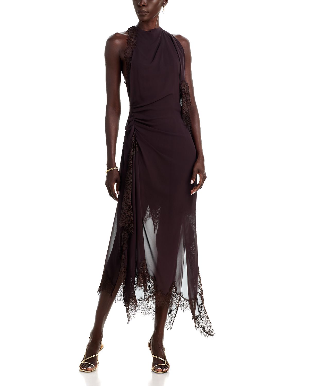 A. l.c. Renata Silk Lace Trim Midi Dress