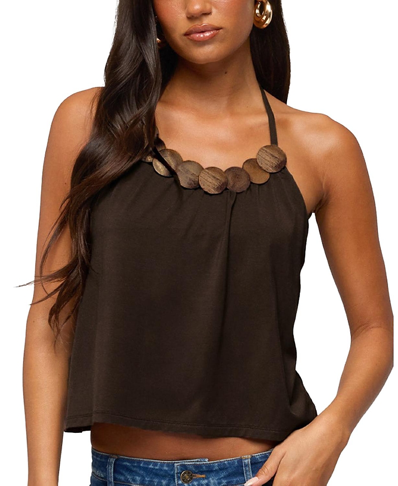 Edikted Gale Wood Disc Halter Top