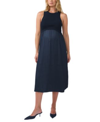  Sleeveless Mix Media Maternity Midi Dress
