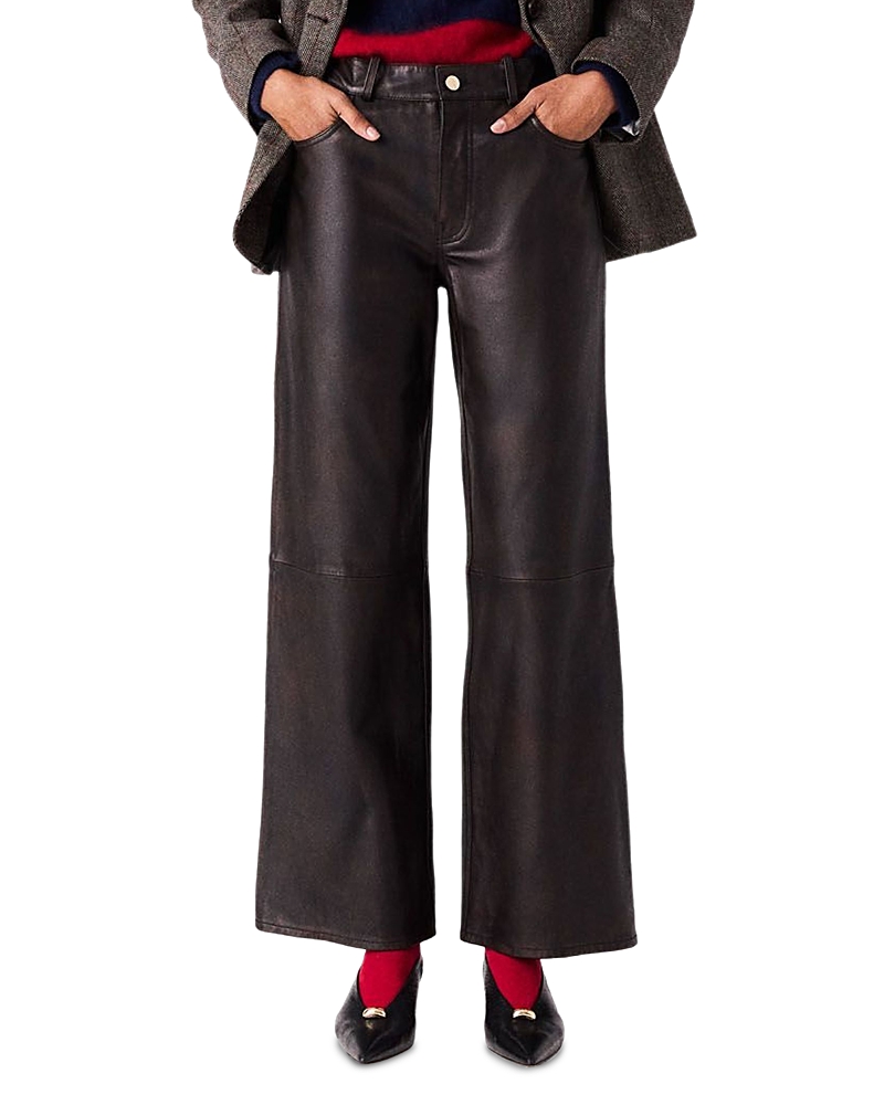 Maje Leather Straight Leg Pants