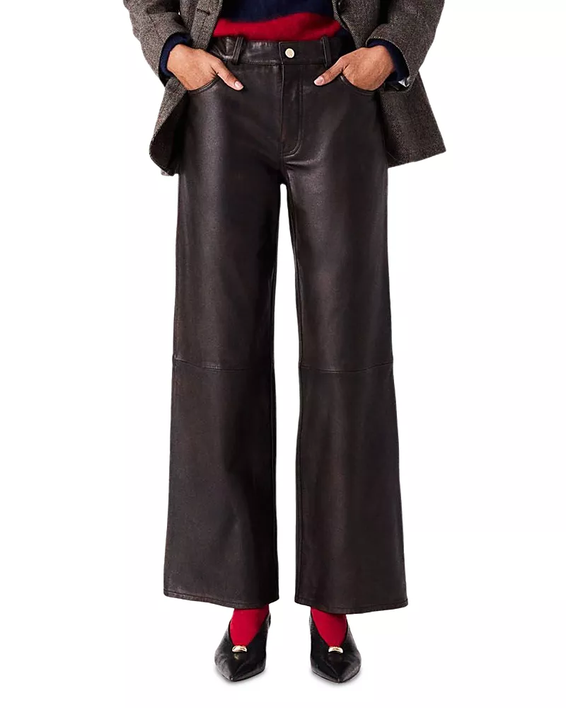 Maje Leather Straight Leg Pants