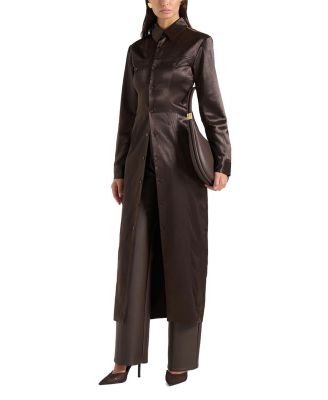 Etta Crinkled Satin Midaxi Shirt Dress