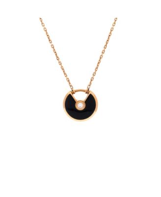 XS Amulette de Cartier Pendant Necklace 18K Rose Gold with Onyx and Diamond, 16.5"