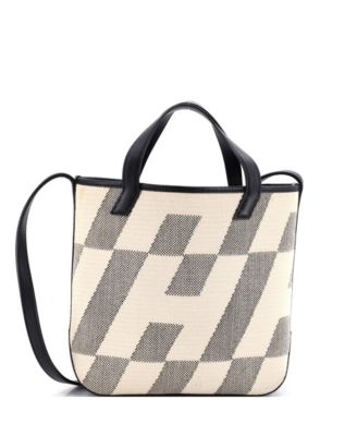 27 Cabas H en Biais Tote Canvas with Leather