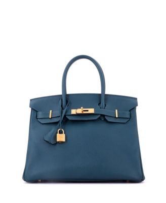 Birkin 30 Handbag Blue Epsom with Gold Hardware