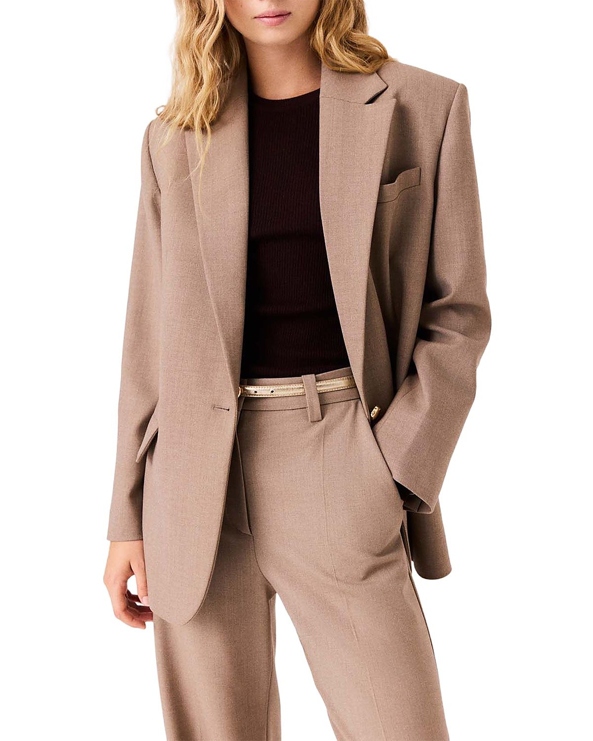 Maje Notch Lapel Single Button Blazer