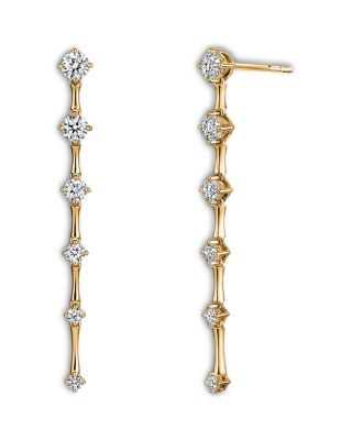 18K Yellow Gold Cascade Diamond Linear Drop Earrings, 1.0 tcw