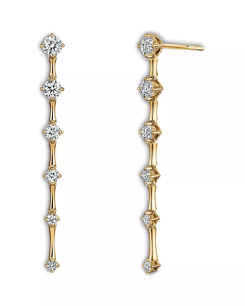 Hearts On Fire 18K Yellow Gold Cascade Diamond Linear Drop Earrings, 1.0 tcw