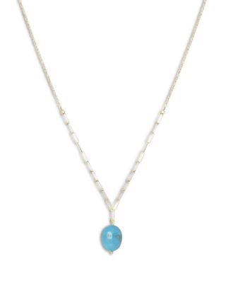 Turquoise Rope & Paperclip Necklace in 14K Yellow Gold, 16"