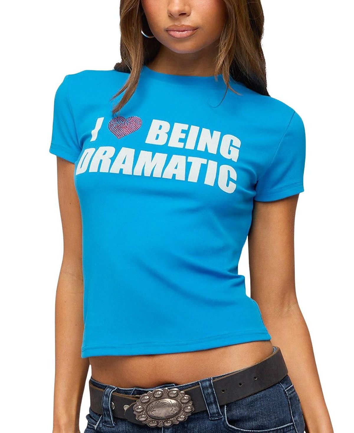 Edikted Drama Queen Rhinestone T Shirt