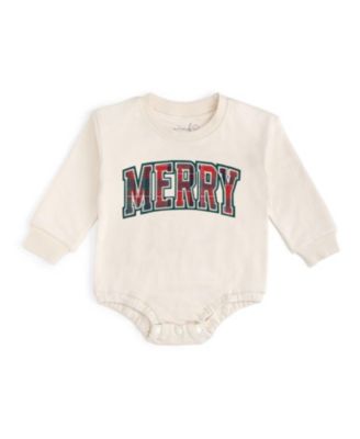 Boys' Merry Tartan Patch Christmas Long Sleeve Romper - Baby