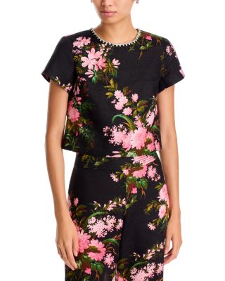 Hudson Linen Embellished Neck Top