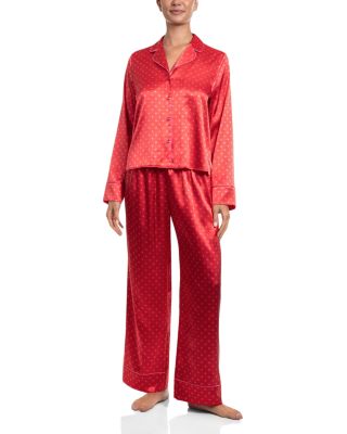 Stretch Satin Long Sleeve Pajama Set 
