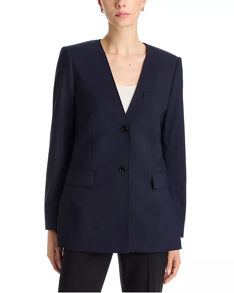 Theory Collarless Wool Stretch Jacket