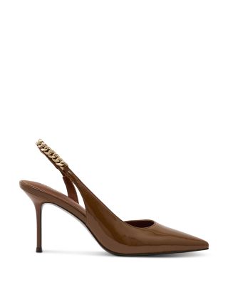 Women's Lucia Chain Detail Patent Leather Slingback Pumps