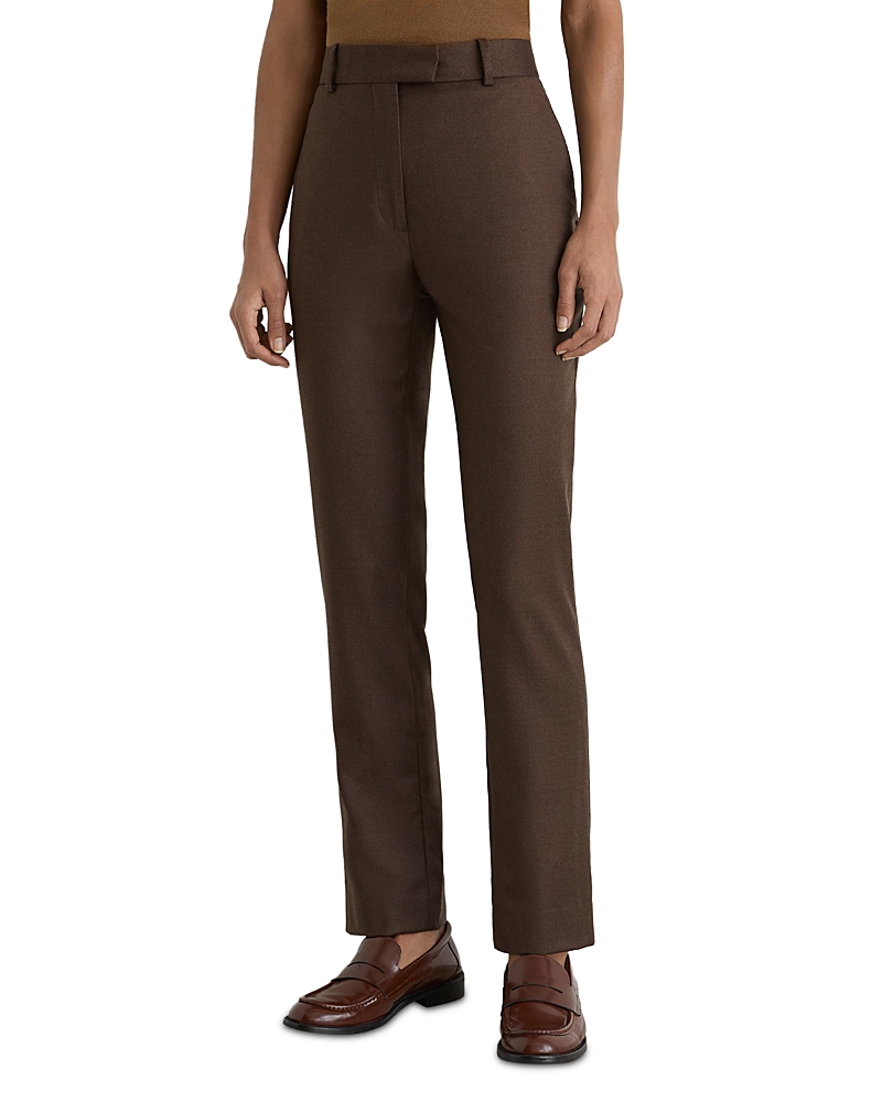 Reiss Derby Wool Blend Slim Leg Pants In Mocha Brown